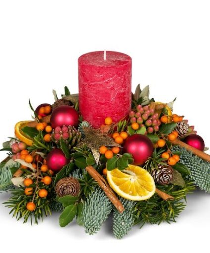 Arrangement pour les fêtes avec bougie