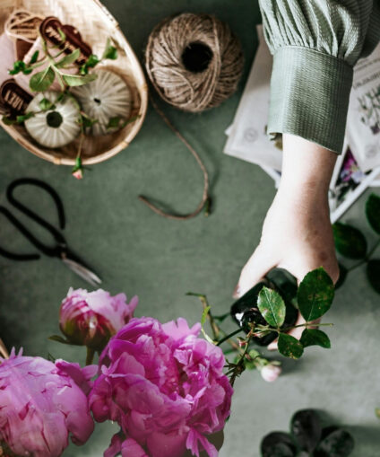 Création florale unique  avec pivoines